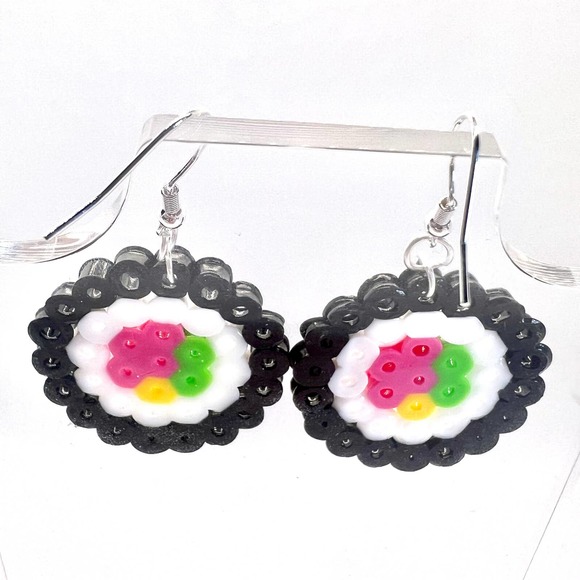 8-Bit Sushi Earrings - Food Earrings - Perler Earrings - Asian Inspired Earrings - Picture 3 of 8